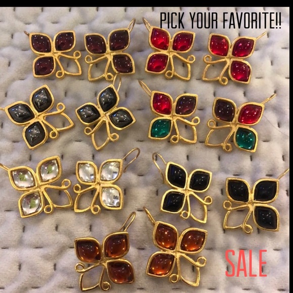 Cabochon 3-Stone Earrings-Pick Your Color! - Picture 11 of 15